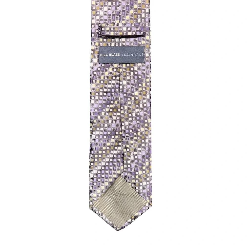 Bill‎ Blass Essentials Necktie Purple Geometric Pattern Men's Fashion Accessory